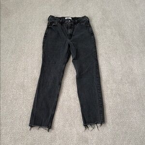 Abercrombie & Fitch Extra Long Length Black Ankle Straight Ultra High Rise Jeans